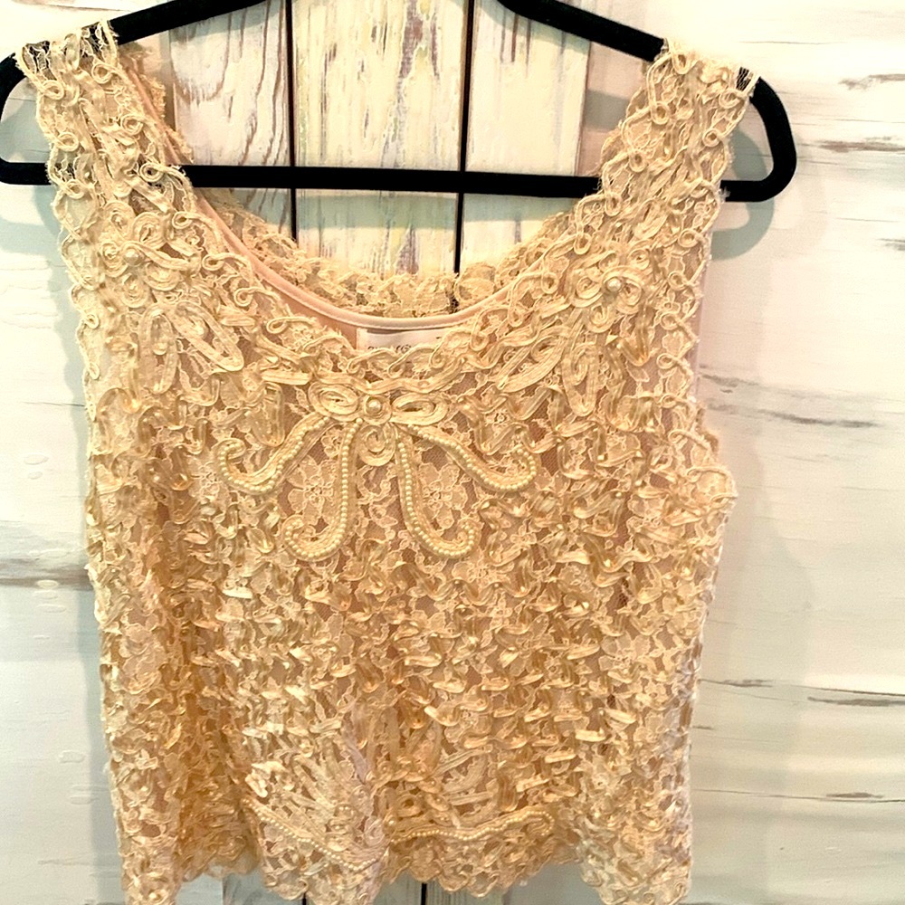 S.M Collection pearl & Lace top